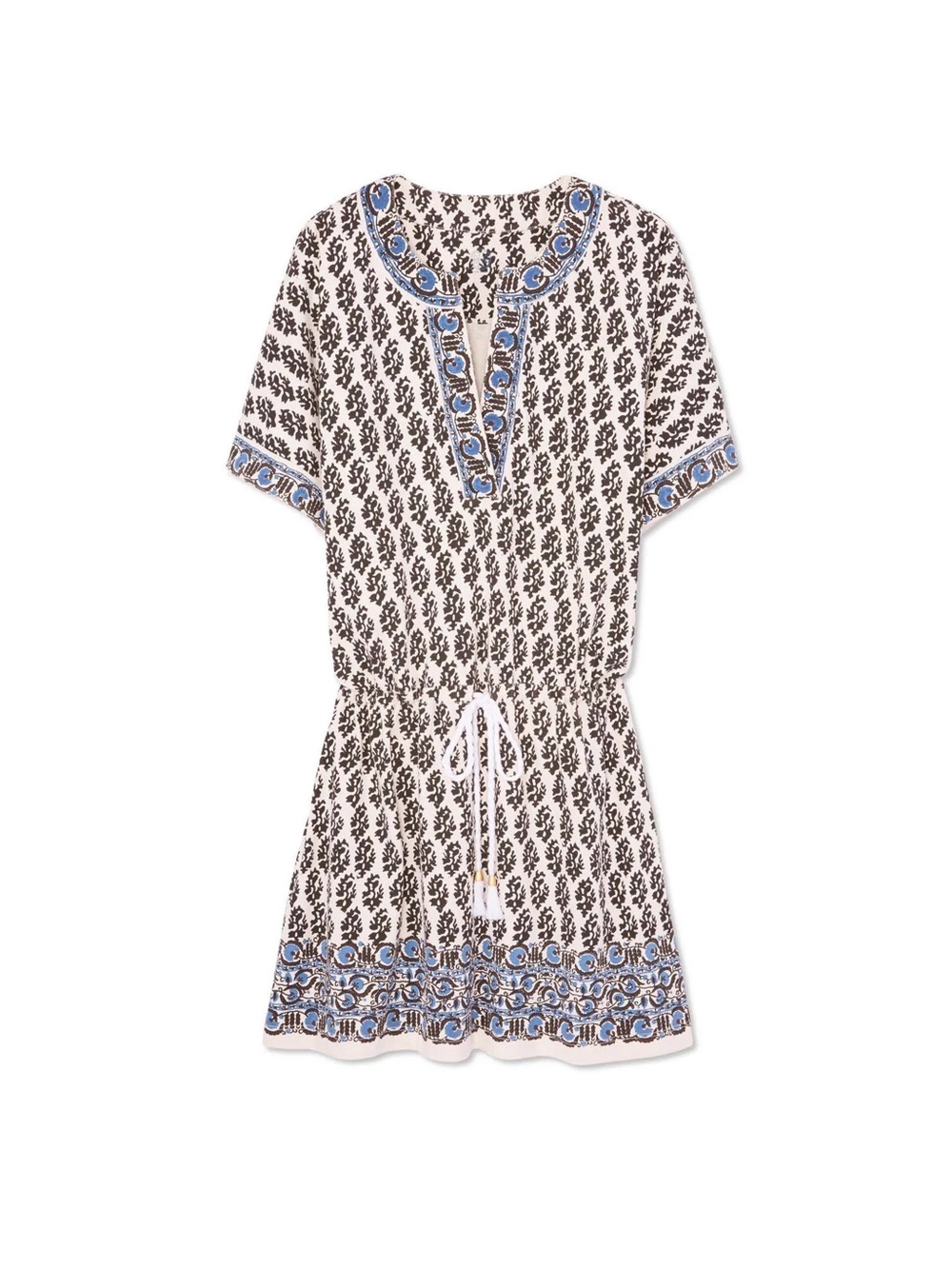 Tory Burch Women’s Printed Swim Cover-Up Dress (Amara Style - Ivory Guru Border)